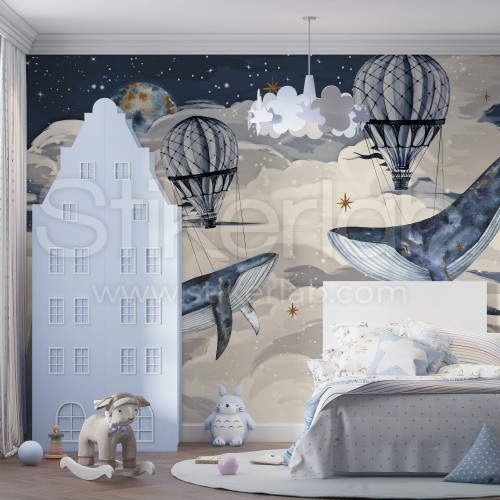 Foto tapete Whale blue 