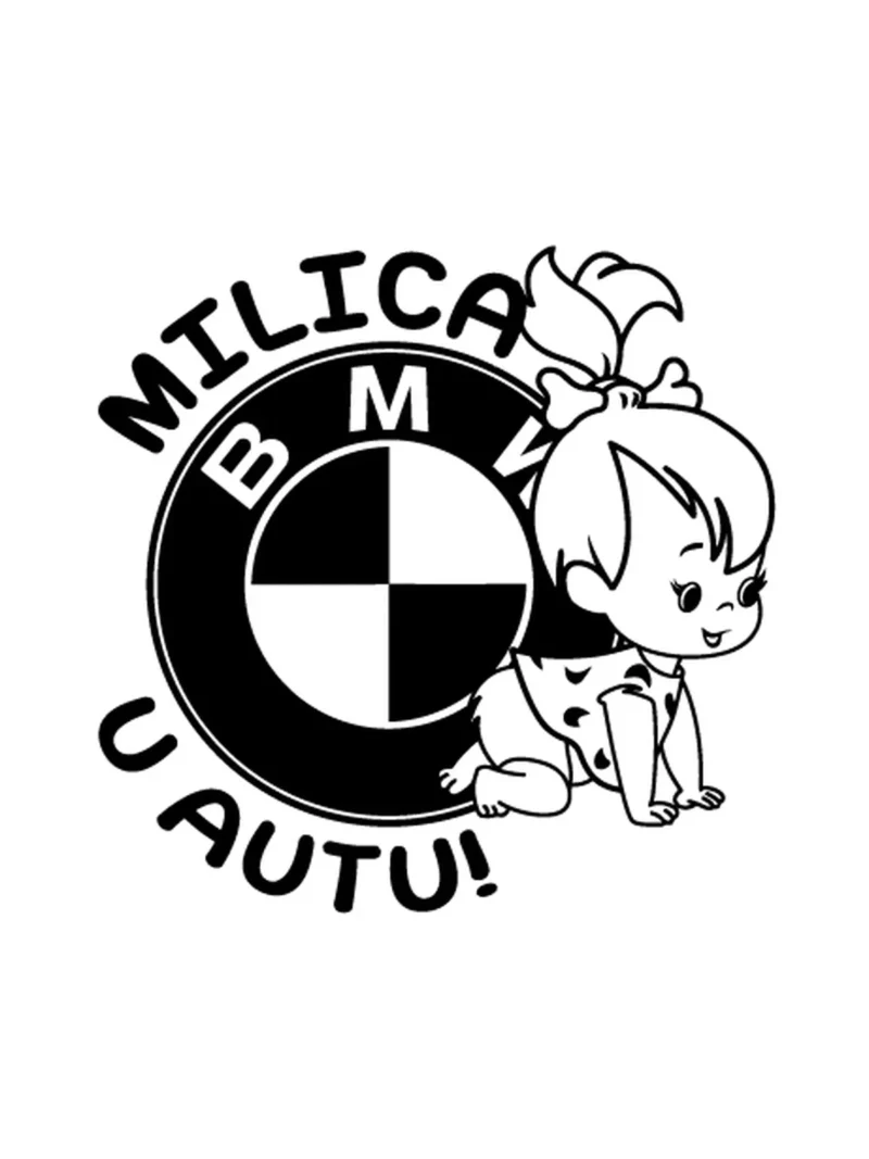 BMW 1, nalepnica Beba u autu