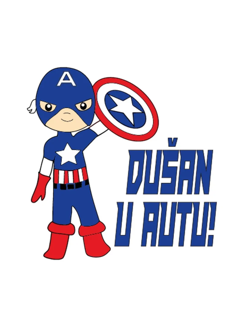 Captain America on board, nalepnica Beba u autu