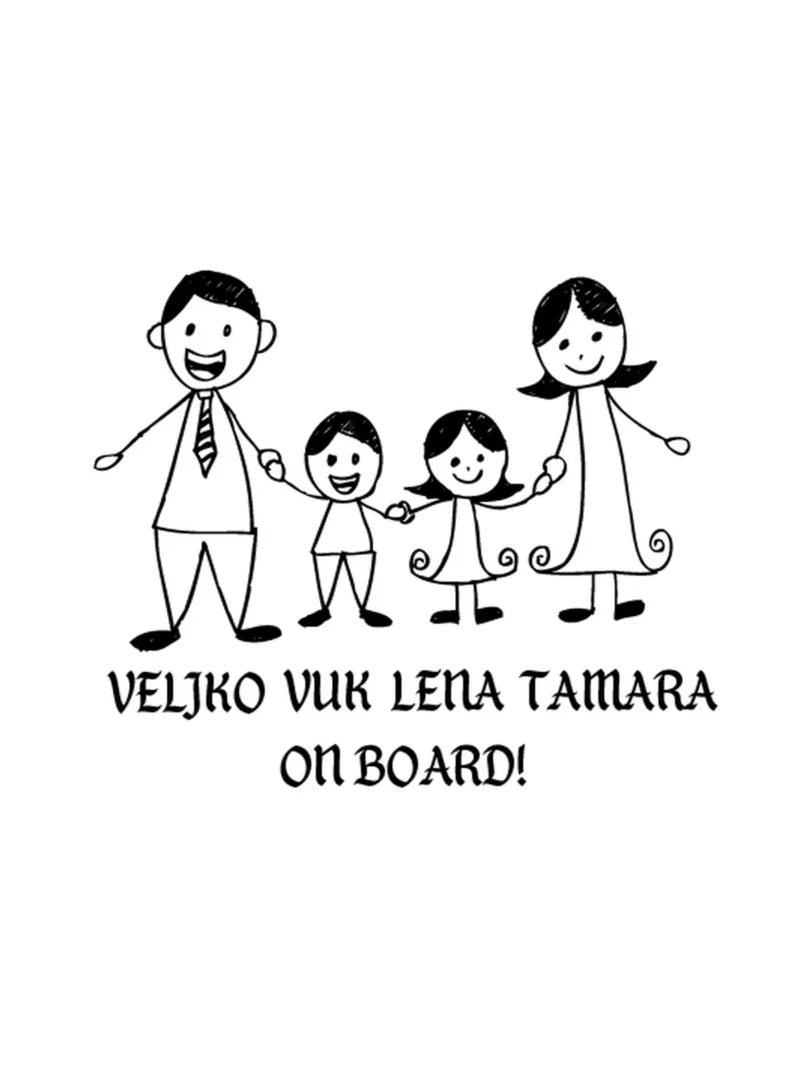 Family on board 3, nalepnica Beba u autu