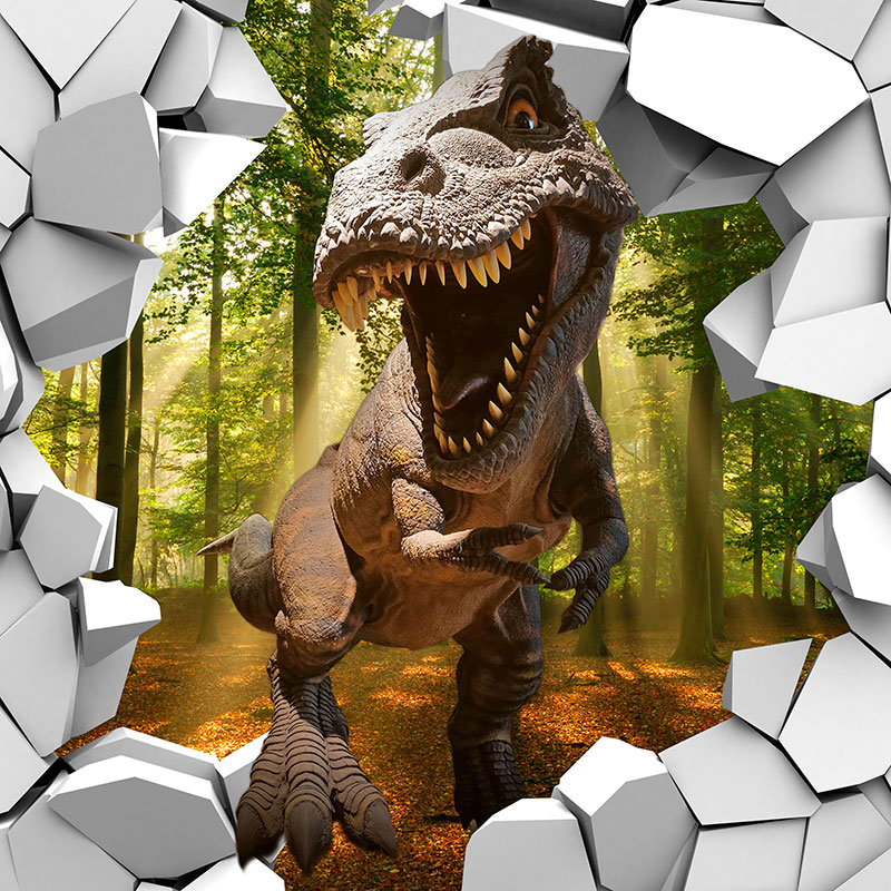 Foto tapeta Tiranosaurus iz šume na zidu