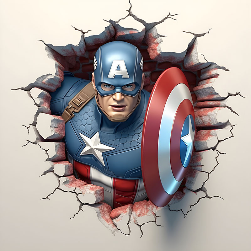 Foto tapete 3D Kapetan Amerika, foto tapeta na zidu