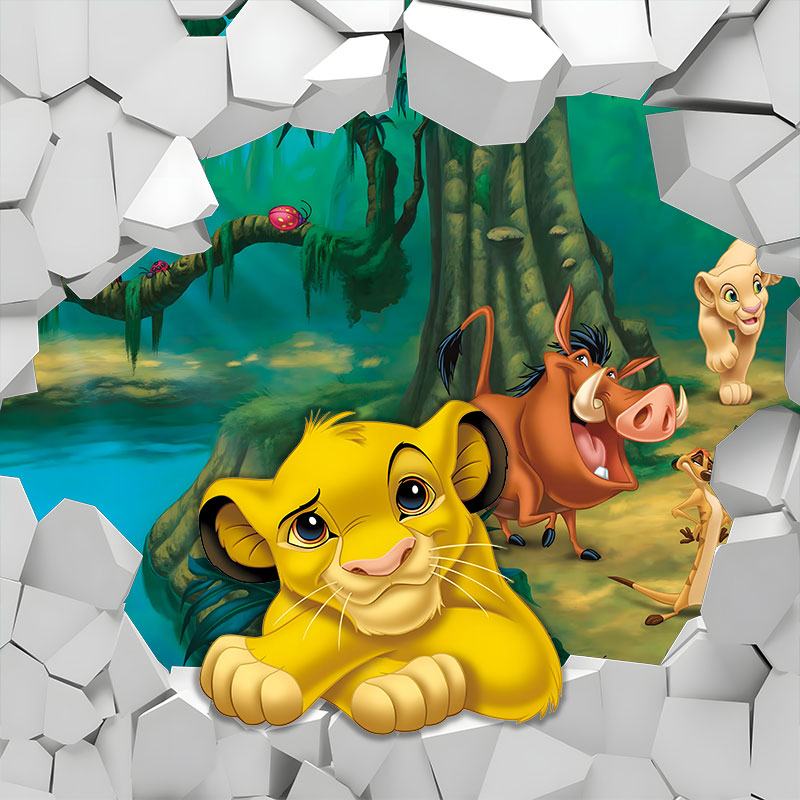 Foto tapeta Simba, Pumba i Nala na zidu