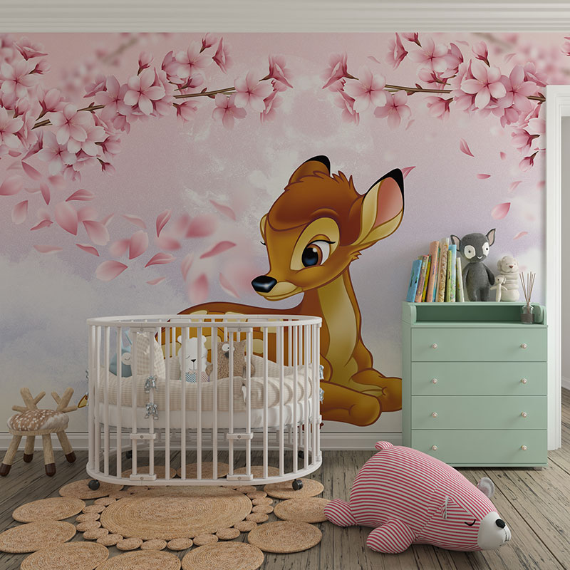 Foto tapeta Bambi pod rascvetalom granom na zidu