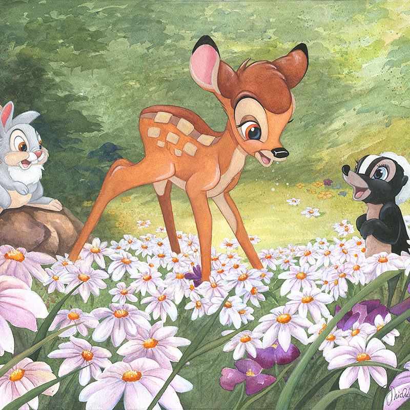 Foto tapeta Bambi među belim radama na zidu