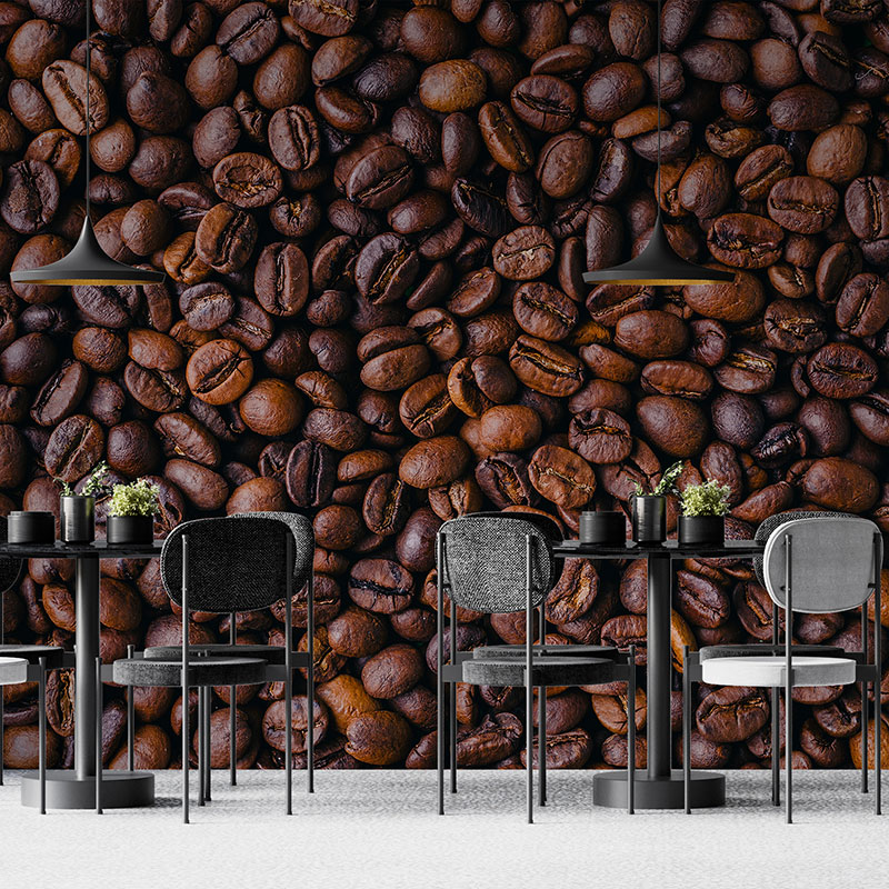 Foto tapeta Pržena zrna kafe na zidu