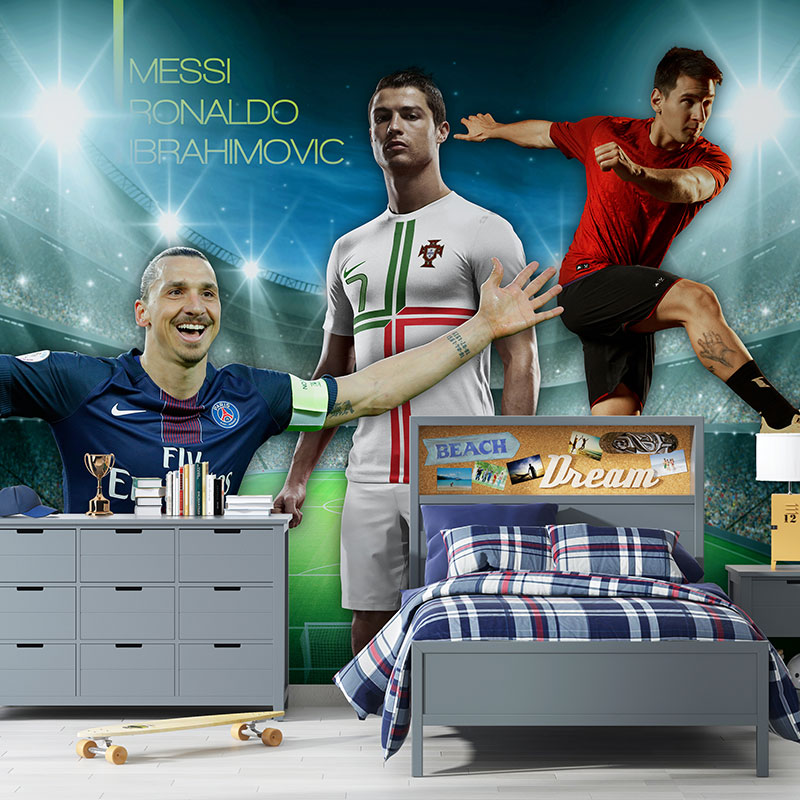 Foto tapeta Mesi, Ronaldo i Ibrahimović na zidu