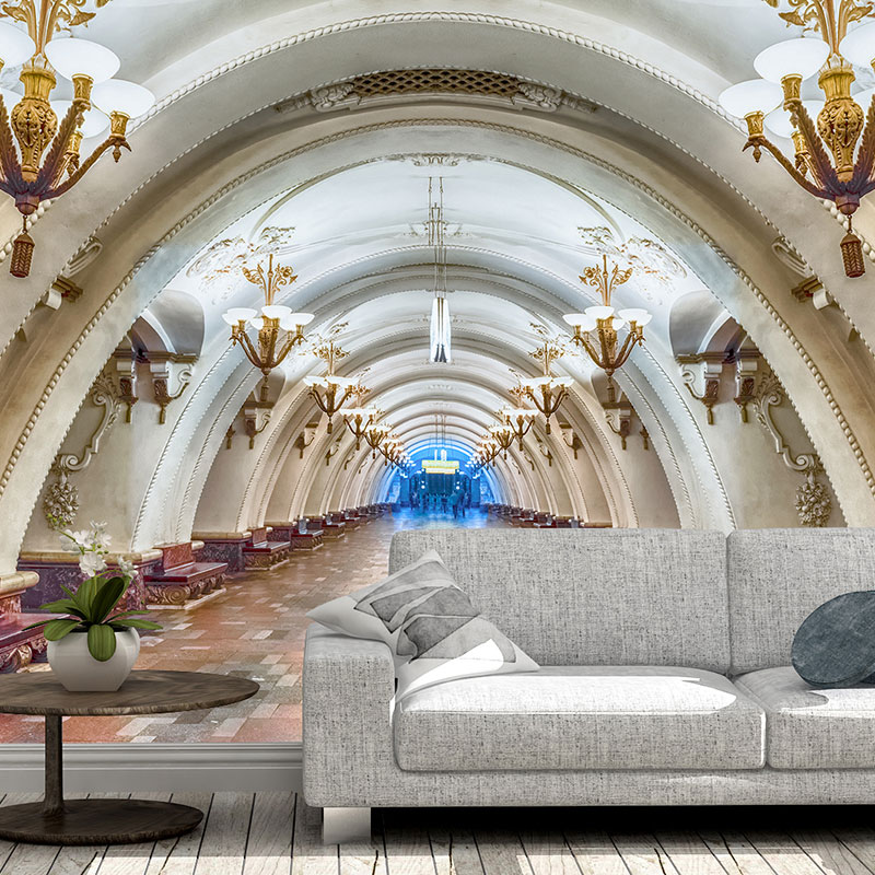 Foto tapeta Bele arkade podzemne stanice na zidu