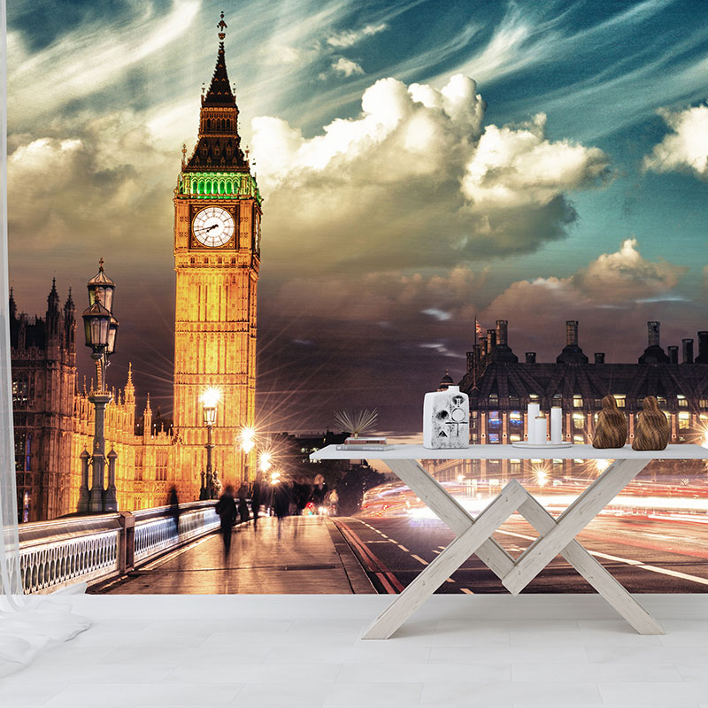 Foto tapeta Big Ben i svetla na mostu na zidu