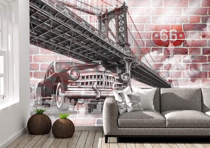 Oldtajmer ispod čeličnog mosta, foto tapeta na zidu