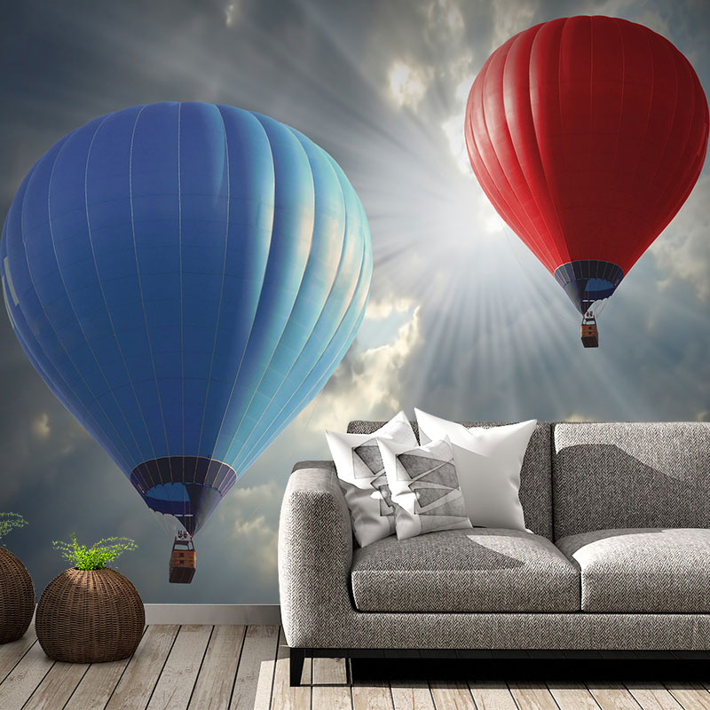 Foto tapeta Plavi i crveni balon na zidu