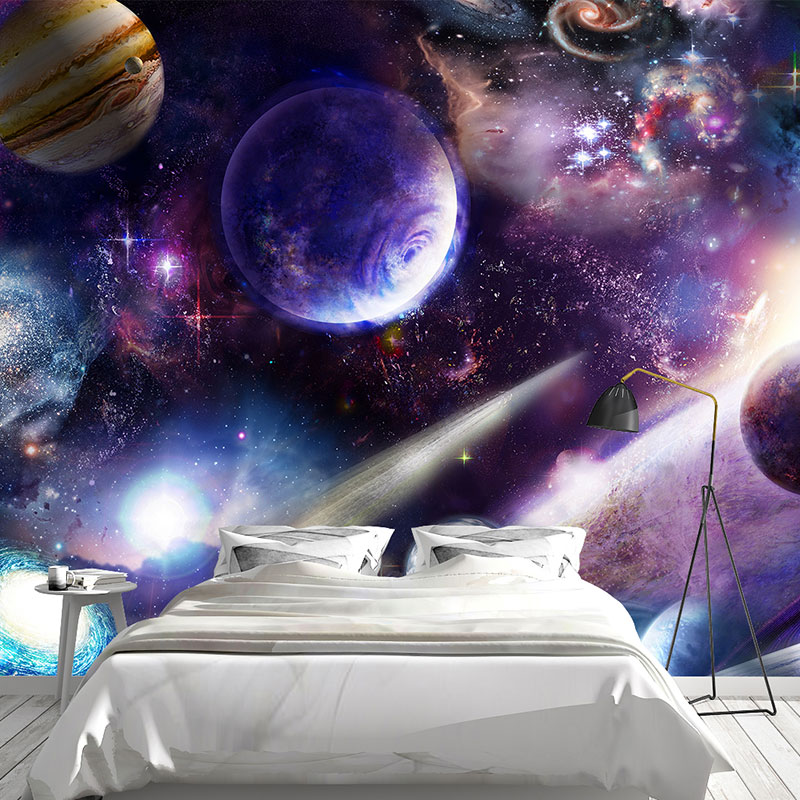 Foto tapeta Planete u ljubičastoj maglini na zidu