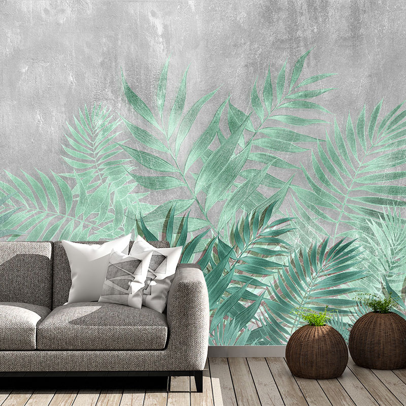 Foto tapeta Tirkizne palme na betonu na zidu