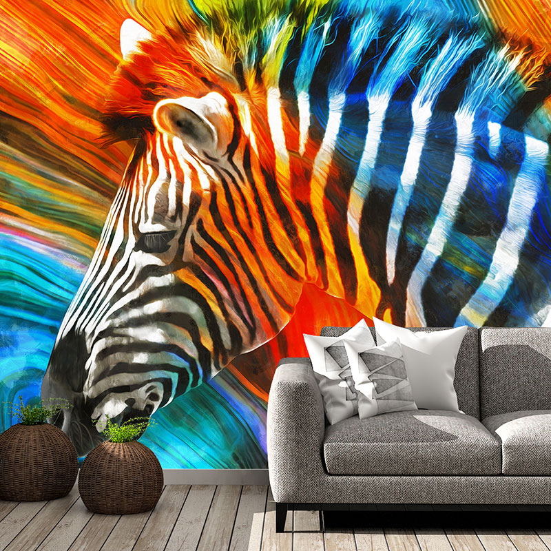 Foto tapeta Zebra u bojama na zidu