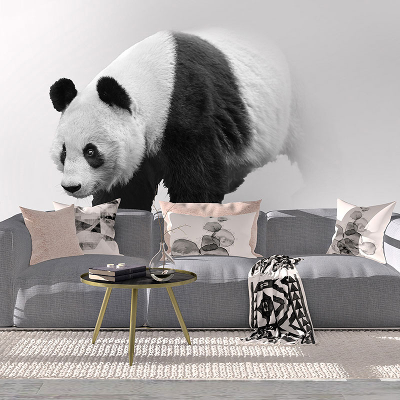Foto tapeta Panda u beloj magli na zidu