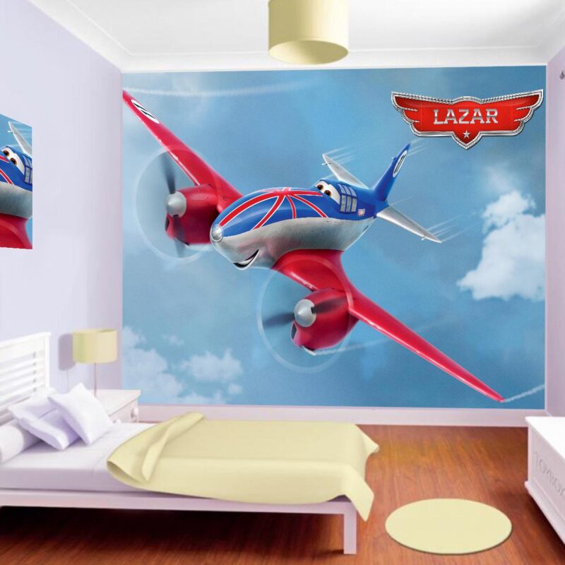 Foto tapeta Planes, avion sa britanskom zastavom na zidu