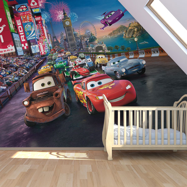 Foto tapeta Cars na startu svetske trke na zidu
