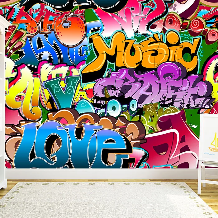 Foto tapeta Šareni grafiti Music i Love na zidu