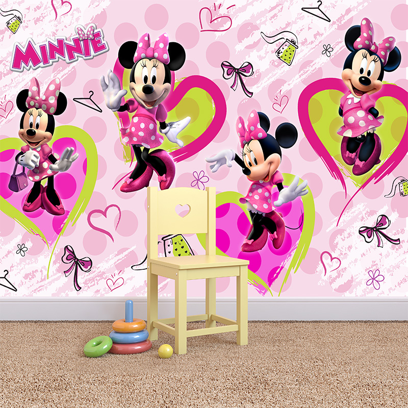 Foto tapeta Minnie među srcima na zidu
